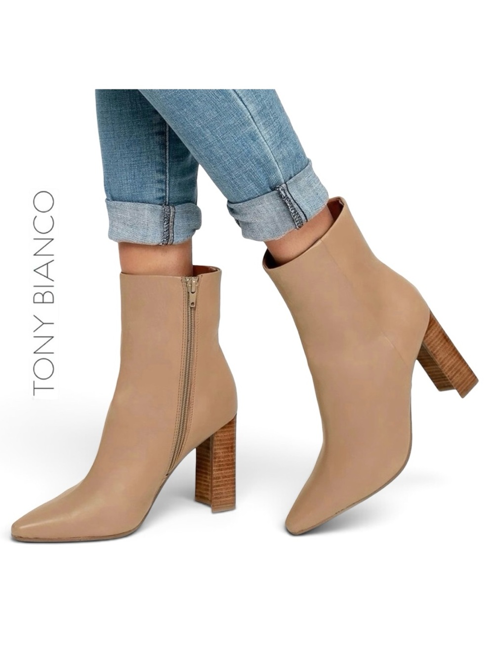 Tony Bianco Castro Camel Denver Leather High Heel Mid-Calf Booties
